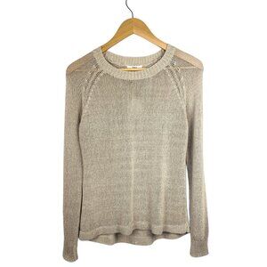 Bar III Sheer Lightweight Keyhole-Back Sweater | Tan | SIZE M
